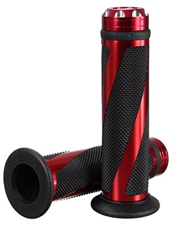 Alamor CNC Aluminium 7/8 Motorradlenker Gummi Hand Griffe-Rot