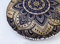 Popular Handicrafts Bodenkissen Kissenbezug - Hippie Mandala Kissenbezug Groß mit Pom Poms Weiche Partikel - Pouf Cover Rund Bohemian Yoga Dekor, 32 Blau Gold