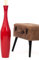 Leewadee Große Deko Bodenvase Für Dekozweige, Hohe Standvase Für Pampasgras, Design Holzvase, 70 cm, Rot