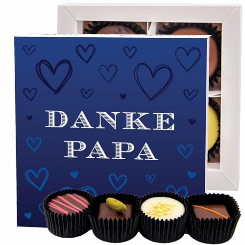Hallingers Genuss Manufaktur Pralinen Vatertagsgeschenk - ohne Alkohol, handmade aus Confiserie-Edelkakao in wertiger Geschenkbox Danke Papa, Geschenkidee für Papa Opa
