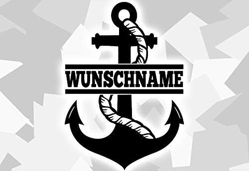 HR-WERBEDESIGN 1x Aufkleber Wunschname Maritim Anker Segelboot Rettungsring Steuerrad Kompass x