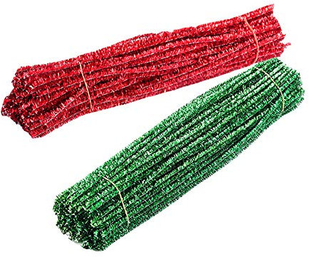 200 Stück Glitzer Pfeifenreiniger DIY Pfeifenputzer Chenilledraht zum Basteln Farbig Dekor Weihnachtszierde