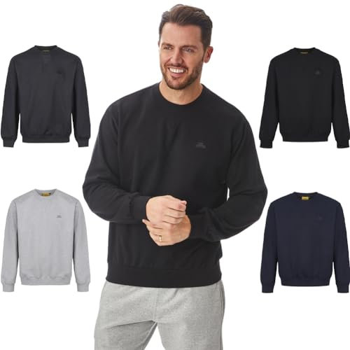 Iron Mountain IMSWT205 Felpa con Collo a Girocollo per Uomo Filato Riciclato, Ecologica, Anti-Pilling, Flessibile, Confortevole e con Morbido Rivestimento in Pile, Nero, 2XL