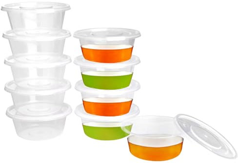 Surflyee Lot de 40 Pots à Sauce en Plastique avec Couvercle, 2OZ Boîtes de Alimentaires, Réutilisable, Passe au Micro-ondes, Convient pour les Sauces, les Condiments, les Crèmes, l'artisanat