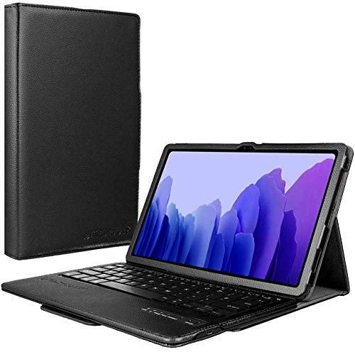 TECHGEAR Keyboard Case for Samsung Galaxy Tab A7 10.4 2022/2020 (SM-T500 T503 T505 T509) [Strike Folio] PU Leather Stand Case with Built in Detachable Bluetooth Wireless UK QWERTY Keyboard (Black)