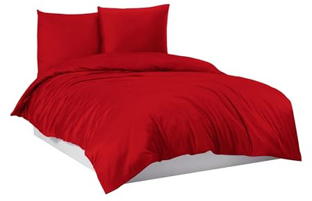Mixibaby Bettwäsche Bettgarnitur Bettbezug 100% Baumwolle 135x200 155x220 200x220 200x200, Farbe:Rot, Größe:200 x 200 cm