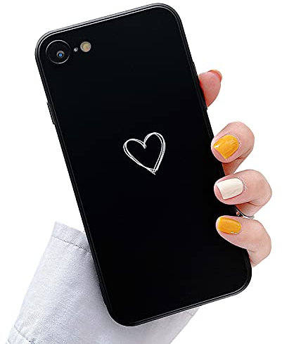 LRANKAI Compatible with iPhone 7/8/SE 2020 Case for Women Girls,Fashion Cute Love-Heart Pattern Soft Silicone Gel Case Shockproof Protective Cover for iPhone 7/8/SE 2020-Black