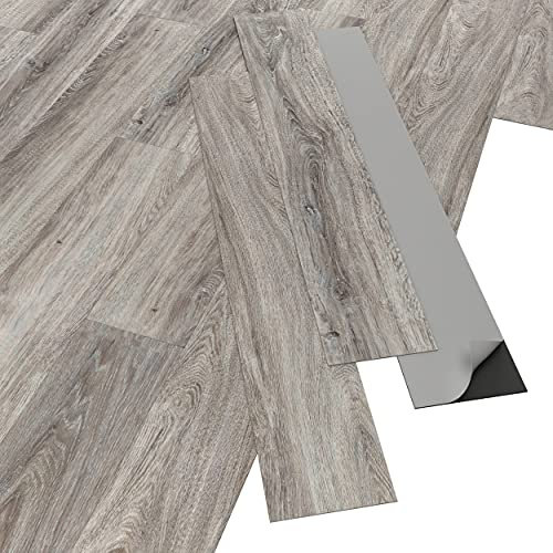 ARTENS - PVC Bodenbelag MAYUM - Selbstklebende Vinyl-Dielen - Vinylboden - Holz-Effekt - Hellgrau/Grau - Medio - 91,44cm x 15,24 cm x 2 mm - Dicke 2 mm - 2,23m²/16 Dielen