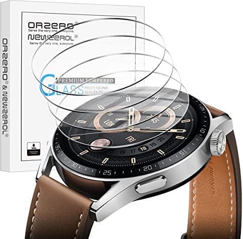 NEWZEROL 4 Packs Compatible for Huawei Watch GT 3(46MM Version) / GT Runner,Tempered Glass Screen Protector High Resolution Tempered Glass Screen Protector Protective Film for GT3 46mm- Transparent