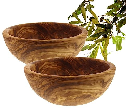 2x HOFMEISTER® Schale aus Olivenholz, 18x18,5x7 cm Dekoschale oder Servierschale, auffällige Deko-Schüssel mit einzigartiger Maserung, Knabberschale, Müslischale (2 Stück)