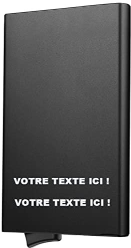 Porte Cartes RFID Blocage personnalisé - en Aluminium Automatique Pop Up avec Coffret Cadeau – Portefeuille Homme ou Femme Minimaliste – Protection Carte Bancaire sans Contact