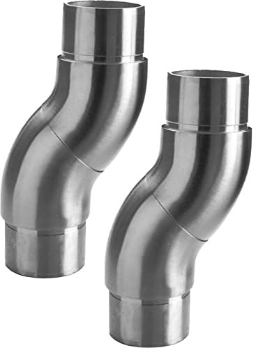 2 x Edelstahl Rohrbogen verdrehbar Ø 42,4 mm Handlauf Geländer Eckverbinder