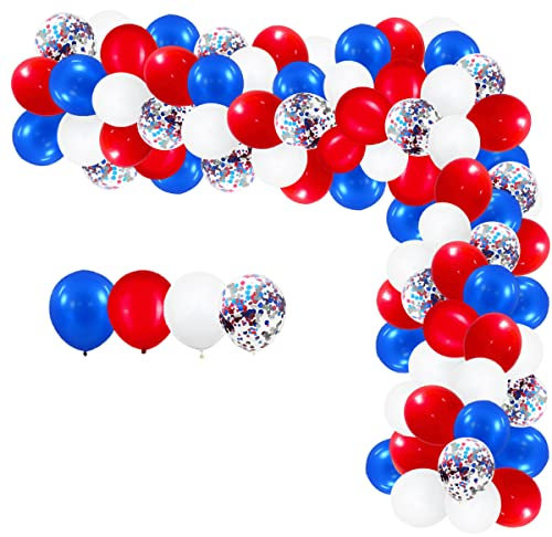 Rote weiße und königsblaue Ballons Girlande Bogen Kit - Königsblau, rot, weiß Ballon Konfetti Ballons für patriotische Held Baseball Geburtstag Dusche Ruhestand Hochzeit Party Dekorationen