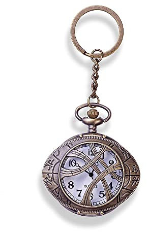 AUGEN Metall-Schlüsselanhänger für Männer und Frauen, runder Schlüsselringhalter, Organizer mit klassischer Taschen-Stoppuhr (1 Stück), design, Einheitsgröße