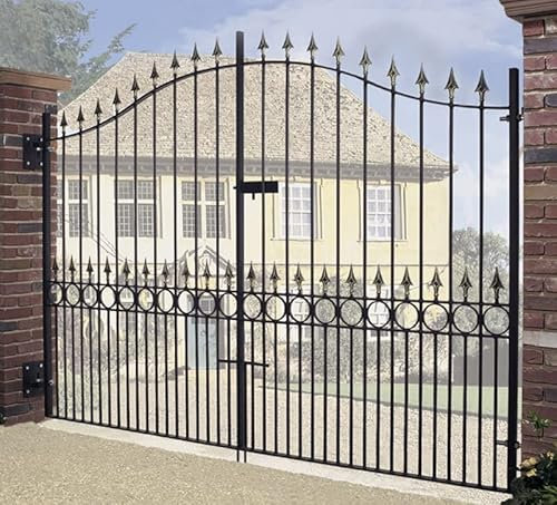 Balmoral Premium Spear Top Tall Bow Top Double Gate - Steel - Fits Gap 2743 mm x 2082 mm High - Electro Galv./Black Powder Coated