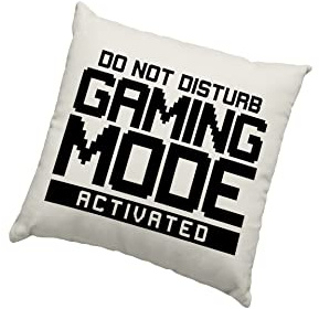 HotScamp Teenage Bedroom Cushion Cover - Do Not Disturb Gaming Mode Activated Scatter Cushion Home Accessory Pillow Bedroom Gamer Console Teen Online Games Addict - Natural Canvas 40x40cm