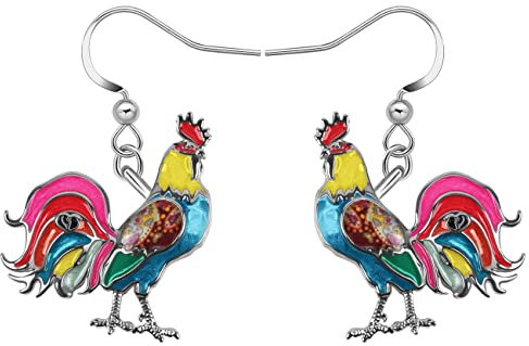 BAMAY Emaille Legierung Niedlichen Hahn Huhn Ohrringe Baumeln Farm Huhn Geschenke Schmuck für Damen Mädchen Kinder (Mehrfarbig)