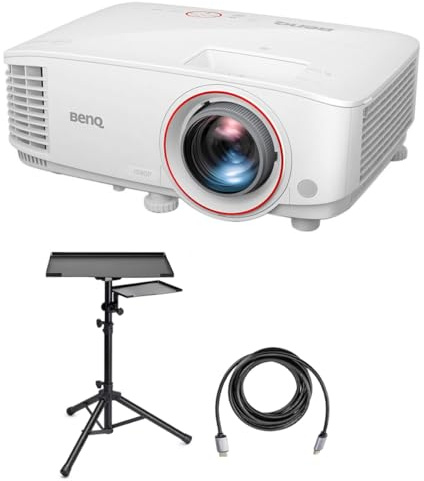 BenQ TH671ST WUXGA Full HD Home Entertainment DLP Projector for Gaming with Short Throw, 3000 Lumens Bundle with Laptop Stand and Accessory Tray, HDMI 2.0 Cable