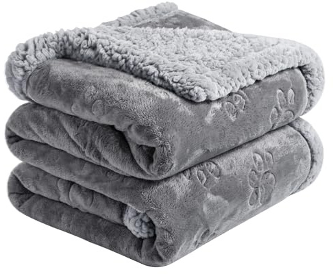 PETTOM wasserdichte Hundedecke Sherpa-Fleece 145x127cm | Flauschig & weich, beidseitig verwendbar, waschbar, schützt Sofa & Bett vor Schmutz, ideal für Zuhause & unterwegs