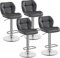 Yaheetech Lot de 4 Tabourets de Bar Réglables en Hauteur Modernes,Chaises de Bar en Similicuir et Métal,Tabouret Haut Capacité de Charge Maximale 136 kg,44 × 50,5 × 89 cm Gris