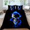 CTQTZ Totenkopf Bettwäsche-Set für Kinder 135x200 Schwarz Blau Flamme Totenkopf Kinder bettwäsche Bettbezug und Kissenbezug 80x80cm Gotisch Schädel Bettbezug mit 1 Kissenbezug