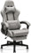 HOMRACER Ergonomic Gaming Chair – High Back PU Leather Executive Desk Chair with Massager, Swivel Computer Chair for Home Office, Heavy Duty Support up to 400 lbs,Present (Grey)