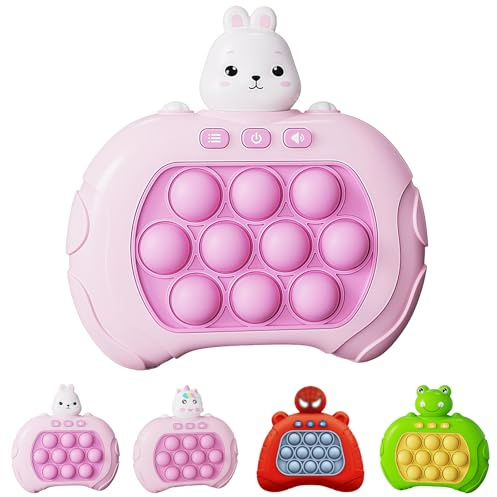Light Up Pop it Game Quick Push Bubbles Game,Rabbit Handheld Fast Speed Pushing Game,Poppet Game Sensory Fidget Toys for Autism,Puzzle Pop Game Controller Santa Push Button Toy for Girls Xmas Gifts