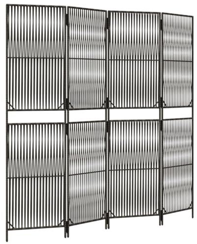 vidaXL Paravent 4-TLG. Grau Poly Rattan