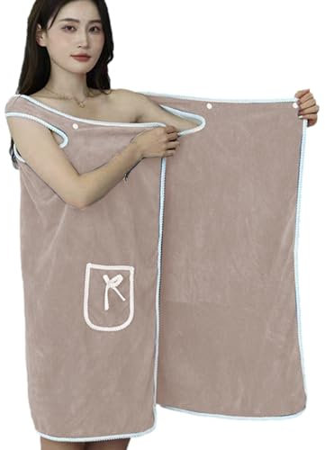 Accappatoio da donna, in pile corallo, asciugamano avvolgente con tasca, asciugamano da bagno con tasca per il corpo, accappatoio da doccia