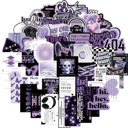 RGBEE Graffiti Aufkleber 60 Stücke, Schwarz und Lila Sticker Set für Laptop Handys Scrapbook Koffer Helm Motorrad Skateboard Fahrrad Wasserfeste Anime Sticker für Teenager und Erwachsene Stickerbomb