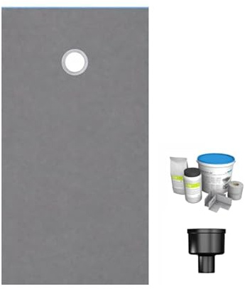 Receveur de douche à carreler 160 x 100 WEDI Fundo Primo rectangle écoulement excentré + bonde verticale + kit d'étanchéité