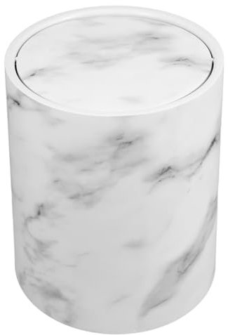 Alipis Petite Poubelle Ronde En Plastique Poubelle Design En Marbre Avec Couvercle Pivotant Poubelle Pour Salle De Bain À Coucher Cuisine Bureau