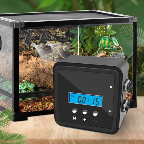 DAOTAILI Reptilien-Nebelsystem mit Timer & Doppelpumpe | 360° verstellbare Düsen für Terrarien, Paludarien & Pflanzen
