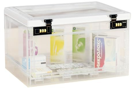 Birtern Medicine Lock Box | Storage Box With Password Lock,Stackable High Capacity Clear Compact Medicine Lock Box For Fridge Food Snacks Phone Tablet Jail Home Safety