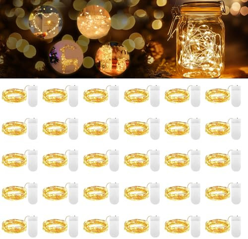 Carastek LED Mini Lichterkette mit Batterie, Warm weiß DIY kleine Lichterketten Wasserdich Batteriebetrieb LED Beleuchtung Batteriebetrieben Deko für Flasche, Urlaub,Weihnachten Deko (30 Stück)