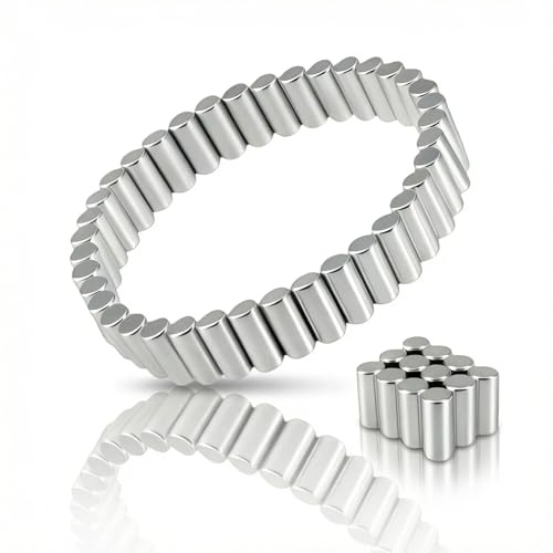 Starke Neodym-Zylindermagnete 4 x 9 mm, 50 Stück, Silberfarben | Für Whiteboard, Kühlschrank, Büro, DIY und Bastelarbeiten geeignet