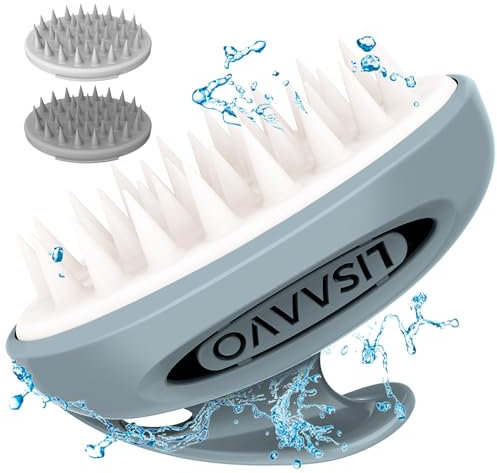 LISAAVO Hair Massager Scalp, Kopfhaut Massagebürste, Massagebürste Haare, mit 3 Aufsätzen unterschiedlicher Härte, Shampoo Bürste für Frauen/Männer, Schwarz