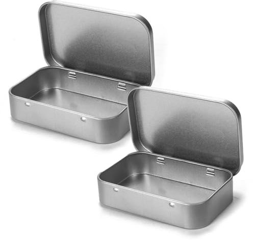XPEX 2 Stück Metalldosen Rechteckige Mit Deckel Blechdosen Schwarz Metallbox Aufbewahrung Scharnierdosen Metalldöschen Klein Klappdose Eckig Für Süßigkeiten Und Kleinen Gegenständen(95x60x21mm)