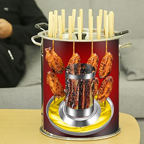Barbecue à brochettes sans fumée 20-28, Four à rôtisserie Vertical Anti-brûlure, Cuisson Rapide en 5-6 Minutes, Huile et Charbon séparés, pour intérieur et extérieur