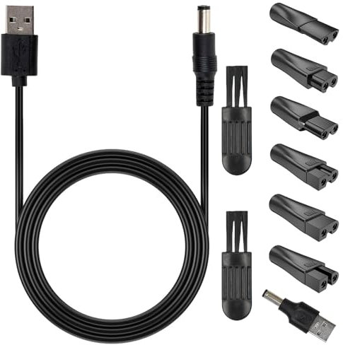 Colaren Universal 5V USB Shaver Charger, Beard Trimmer Charger, Shaver Charger Cable Kit Compatible with Norelco Braun Philips Series (7 PCS)