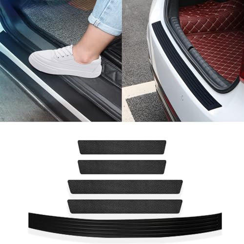 Protezione Paraurti Posteriore in Gomma - Protettore del Bagagliaio 104 x 9cm per Auto, SUV, Camion - Antigraffio con Adesivi Soglia