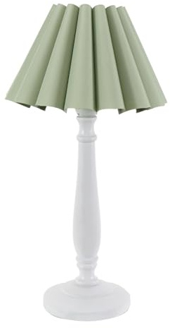 ValueLights | White Wood Candlestick Table Lamp with Sage Green Pleated Shade Living Room Bedroom Light | Table Lamps, Home Décor & Improvement Essential | Included LED Bulb