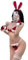 ZYTC Bunny Dessous für Frauen Kawaii Dessous Anime Cosplay Sexy Bunny Kostüm Kaninchen BH und Höschen Set Kein Strumpf (Rot)