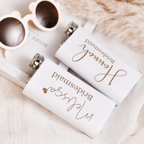 Personalisierbare Flachmann für Brautjungfern, personalisierbar, Geschenk für Brautjungfern, Whiskeyflasche, Junggesellinnenabschied, Hochzeitsgeschenke, Geburtstag, Weihnachten, Valentinstag