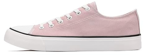 Ladies Canvas Shoes Low Top Trainers for Women Men Classic Lace Up Sneakers Canvas Plimsolls Pumps Casual Tennis Shoes Pink