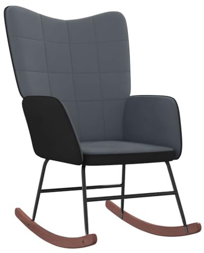 KLYEON Schaukelstuhl Dunkelgrau Samt und PVC,Komfortabler Schaukelstuhl aus Samt für entspannte Wohnmomente in Dunkelgrau Schaukelstühle, Stühle