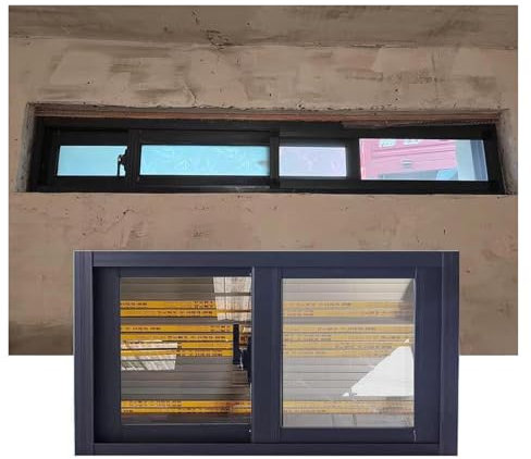 Schiebefenster Doppelte Verglasung Fensterglas Ersatz, Anpassbar Flächenbündiger Einbau Horizontal Schiebend Shed-Fenster für Keller Badezimmer Haus Hühnerställe, mit Schloss & Schirm(WxH 30x22in)