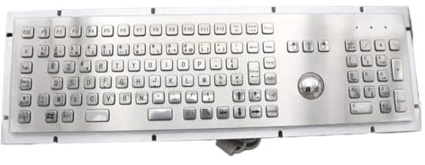 Teclado Industrial de Acero Inoxidable 107 con ratón trackball Integrado y Teclado numérico Compatible con Varios Sistemas(French Layout)