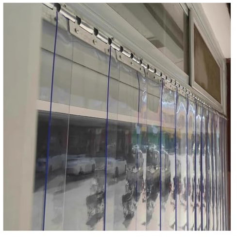 LSSHQ Rideau Laniere PVC Rideau À Lanières Industriel Transparent Rideau Porte Plastique Applicable À La Protection des Poussières dans Les Ateliers D'usine(1.3mm,0.9x2m)