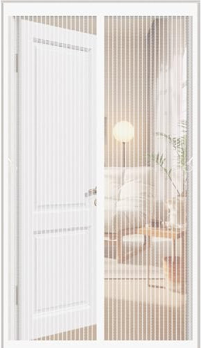 Zanzariera Magnetica 110 x 206 cm Zanzariera Magnetica per Porte Anti Zanzare Mosche Insetti Facile da Installare Zanzariere Magnetiche per Porte Finestre, Bianco